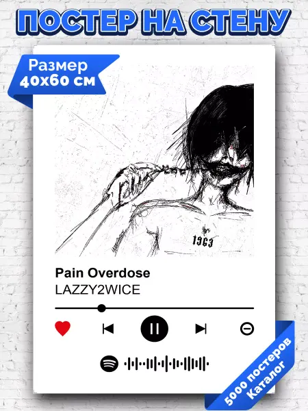 Arthata-spotify постер Спотифай постер Спотифай постер lazzy2wice - Pain Overdose 40х60
