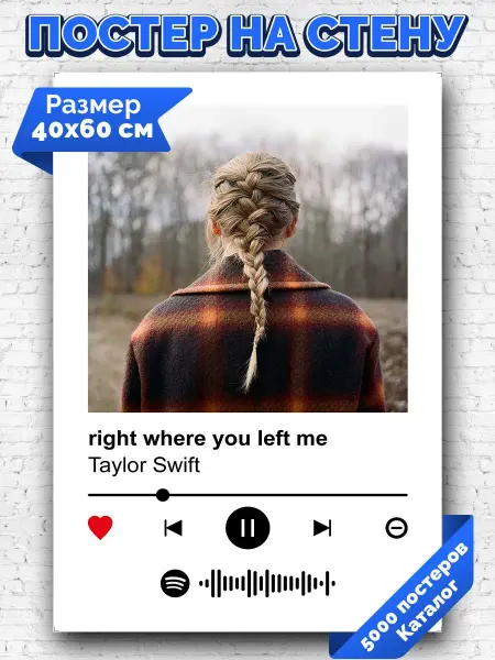 Arthata-spotify постер Спотифай постер Спотифай постер Taylor Swift - right where you left me 40х60