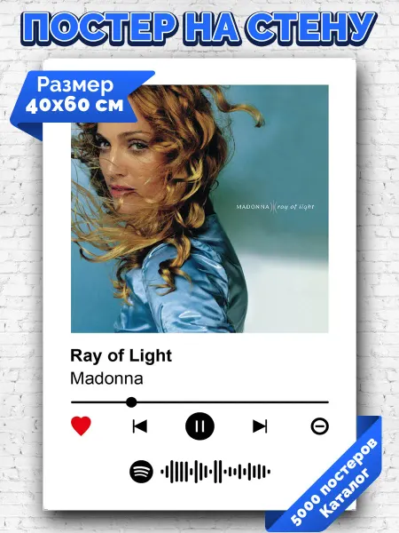 Arthata-spotify постер Спотифай постер Спотифай плакат Madonna - Ray of light 40х60