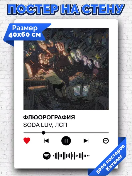Arthata-spotify постер Спотифай постер Плакат на стену SODA LUV - Флюорография 40х60