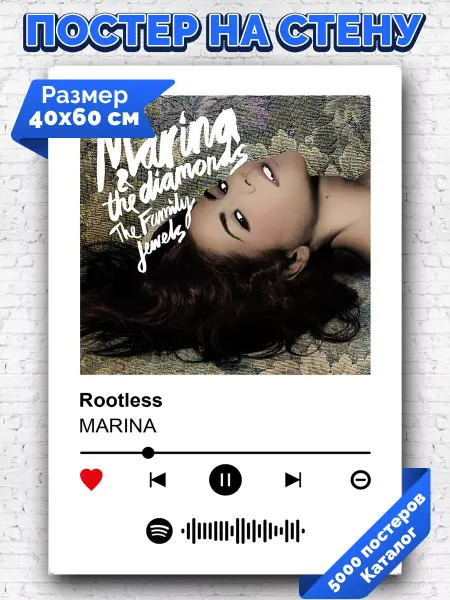 Arthata-spotify постер Спотифай постер Спотифай постер Marina - Rootless 40х60