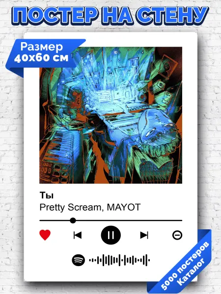 Arthata-spotify постер Спотифай постер Спотифай постер Pretty Scream, MAYOT - Ты 40х60
