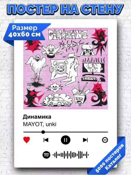 Arthata-spotify постер Спотифай постер Спотифай постер MAYOT unki - Динамика 40х60