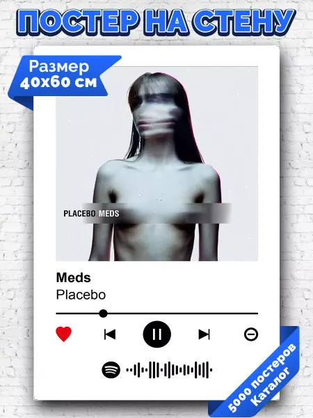 Arthata-spotify постер Спотифай постер Спотифай постер Placebo - Meds 40х60