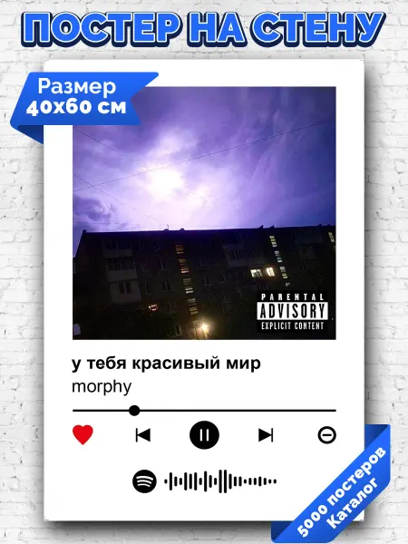Arthata-spotify постер Спотифай постер Спотифай постер morphy - у тебя красивый мир 40х60