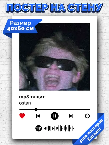 Arthata-spotify постер Спотифай постер Плакат на стену ostan - mp3 тащит 40х60