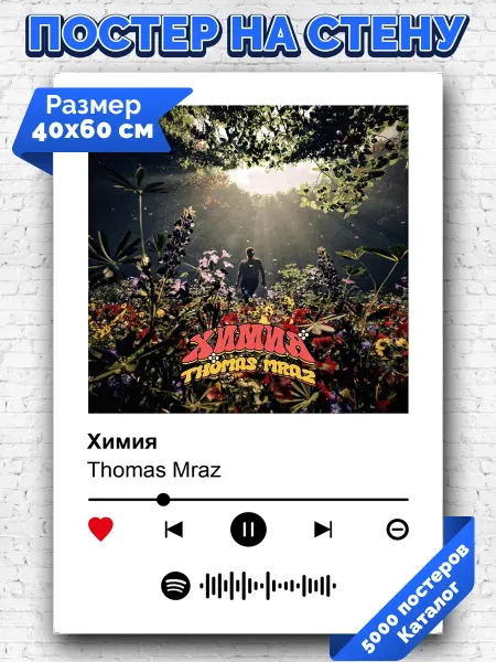 Arthata-spotify постер Спотифай постер Спотифай плакат Thomas Mra z - Химия 40х60