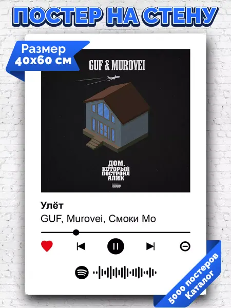 Arthata-spotify постер Спотифай постер Спотифай постер Гуф Murovei Смоки Мо - Улет 40х60