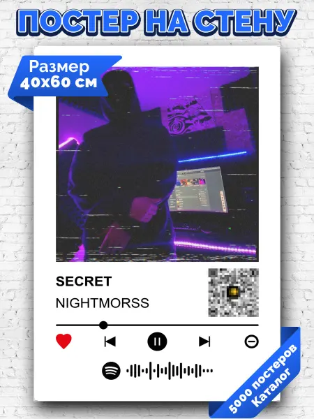 Arthata-spotify постер Спотифай постер Спотифай плакат NIGHTMORSS - Secret 40х60