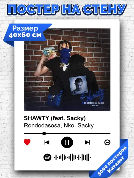 Arthata-spotify постер Спотифай постер Спотифай постер Rondodasosa, Nko, Sacky - SHAWTY 40х60
