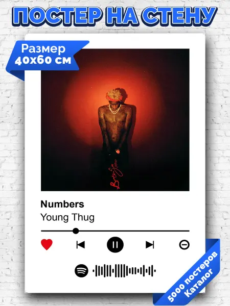 Arthata-spotify постер Спотифай постер Плакат на стену Young Thug - Numbers 40х60
