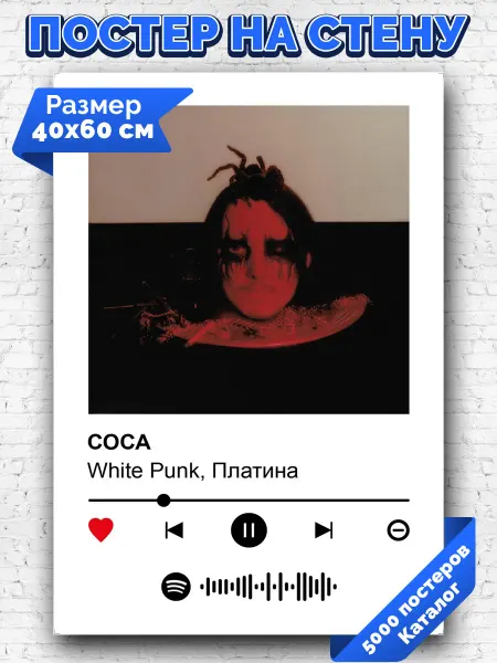 Arthata-spotify постер Спотифай постер Спотифай плакат White Punk Платина - СОСА 40х60