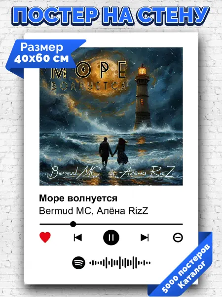 Arthata-spotify постер Спотифай постер Спотифай плакат Алёна RizZ - Море волнуется 40х60