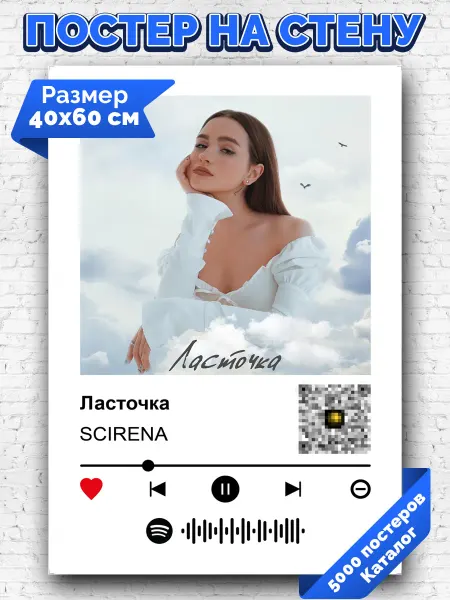 Arthata-spotify постер Спотифай постер Спотифай плакат SCIRENA - Ласточка 40х60