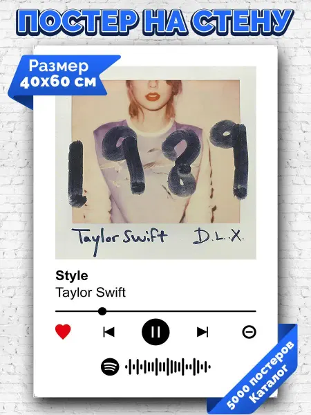 Arthata-spotify постер Спотифай постер Спотифай постер Taylor Swift - Style 40х60