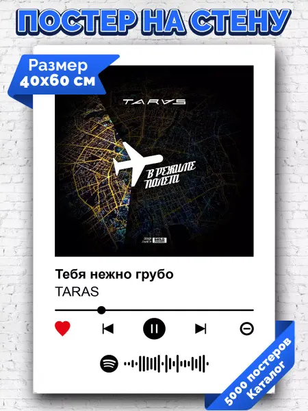 Arthata-spotify постер Спотифай постер Спотифай постер TARAS - Тебя нежно грубо 40х60