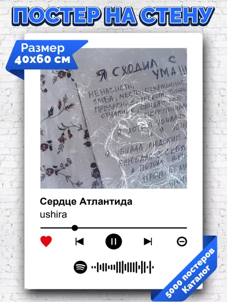 Arthata-spotify постер Спотифай постер Спотифай постер ushira - Сердце Атлантида 40х60