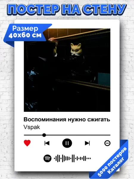 Arthata-spotify постер Спотифай постер Спотифай постер Vspak - Воспоминания нужно сжигать 40х60