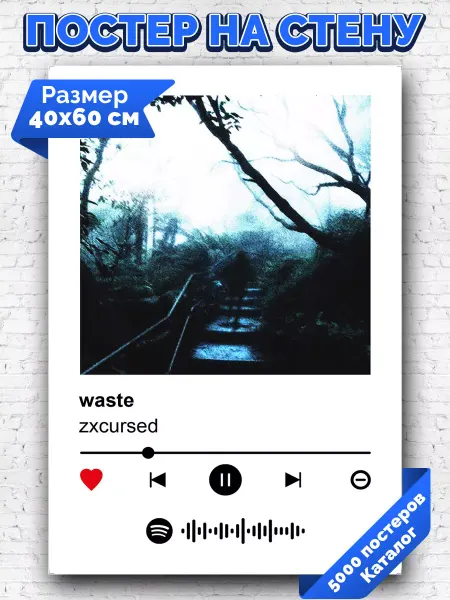 Arthata-spotify постер Спотифай постер Спотифай постер zxcursed - waste 40х60