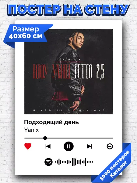 Arthata-spotify постер Спотифай постер Спотифай плакат Yanix - подходящий день 40х60