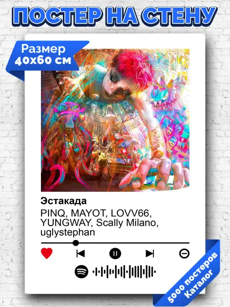 Arthata-spotify постер Спотифай постер Спотифай плакат YUNGWAY - эстакада 40х60