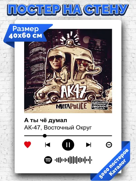 Arthata-spotify постер Спотифай постер Спотифай постер АК-47, Восточный Округ - А ты чё думал 40х60