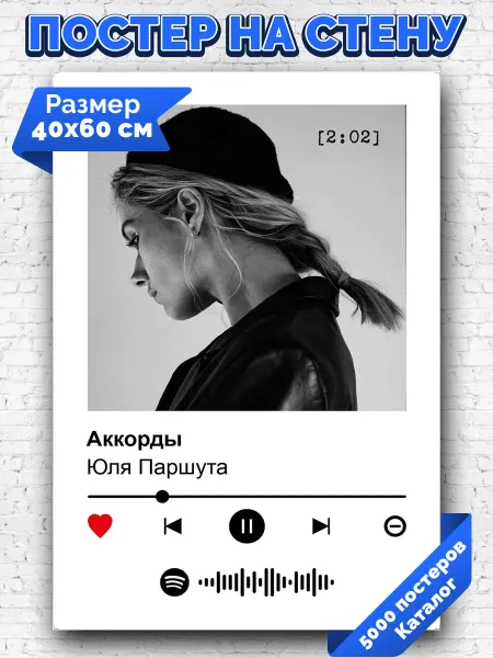 Arthata-spotify постер Спотифай постер Спотифай плакат Юля Паршута - Аккорды 40х60