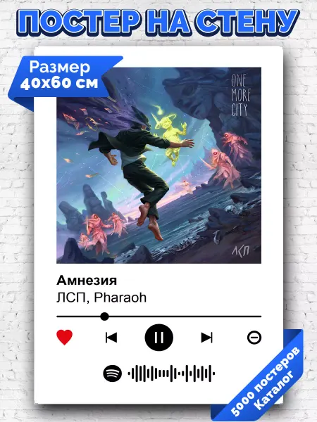 Arthata-spotify постер Спотифай постер Спотифай постер ЛСП - Амнезия 40х60