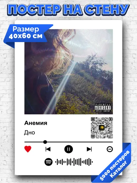 Arthata-spotify постер Спотифай постер Плакат на стену Дно - Анемия 40х60