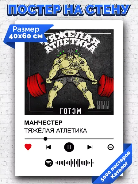 Arthata-spotify постер Спотифай постер Спотифай постер Тяжелая Атлетика - Матчестер 40х60