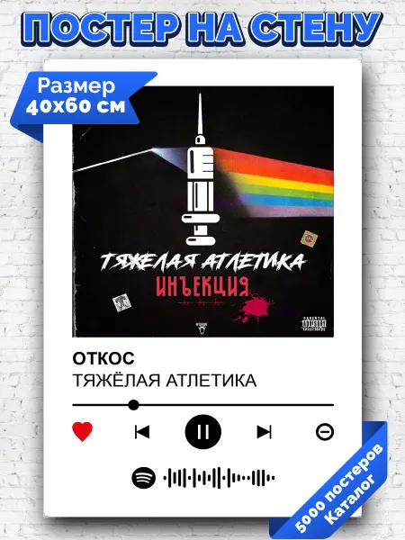 Arthata-spotify постер Спотифай постер Спотифай постер ТЯЖЕЛАЯ АТЛЕТИКА - ОТКОС 40х60