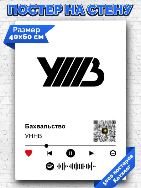 Arthata-spotify постер Спотифай постер Плакат на стену УННВ - Бахвальство 40х60