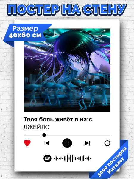 Arthata-spotify постер Спотифай постер Плакат на стену ДЖЕЙЛО - Твоя боль живет в нас 40х60