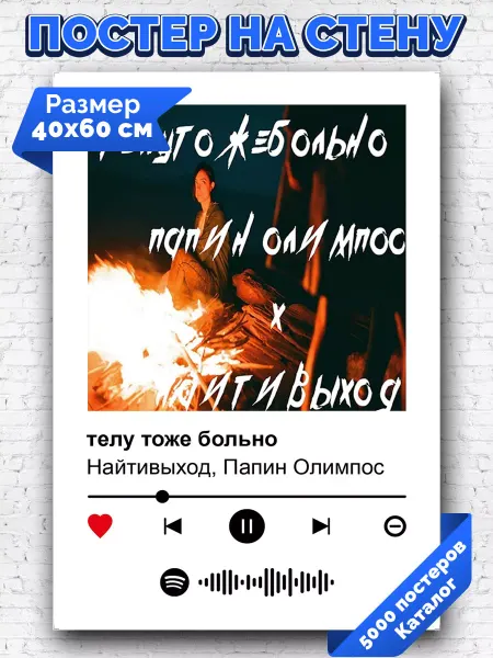 Arthata-spotify постер Спотифай постер Плакат Найтивыход Папин Олимпос - телу тоже больно 40х60