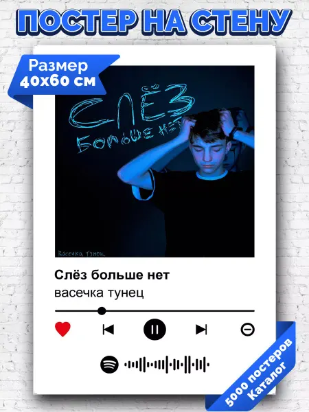 Arthata-spotify постер Спотифай постер Спотифай постер васечка тунец - Слез больше нет 40х60