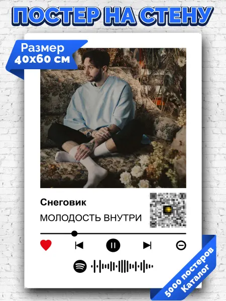 Arthata-spotify постер Спотифай постер Спотифай плакат Молодость внутри - Снеговик 40х60