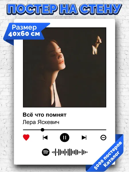 Arthata-spotify постер Спотифай постер Спотифай плакат Лера Яскевич - Всё что помнят 40х60