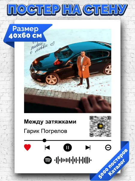 Arthata-spotify постер Спотифай постер Спотифай постер Гарик Погрелов - Между затяжками 40х60