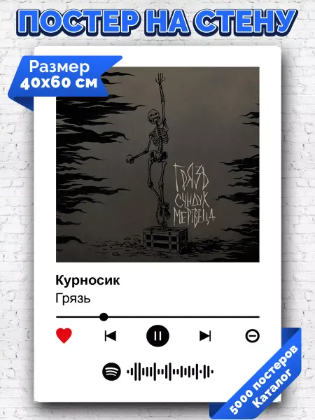 Arthata-spotify постер Спотифай постер Спотифай постер Грязь - Курносик 40х60