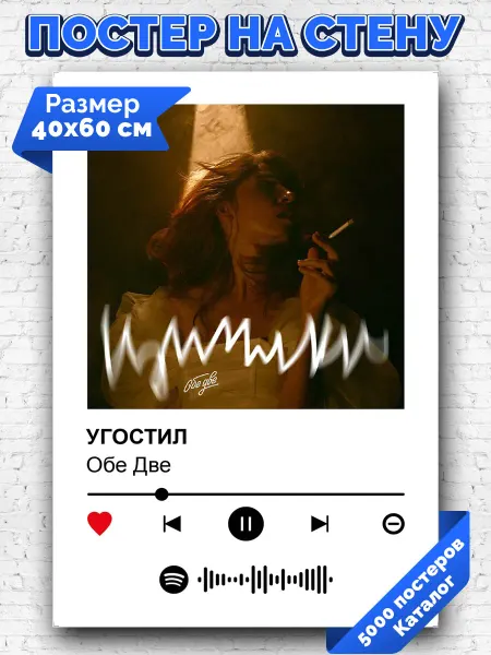 Arthata-spotify постер Спотифай постер Плакат на стену Обе Две - Угостил 40х60
