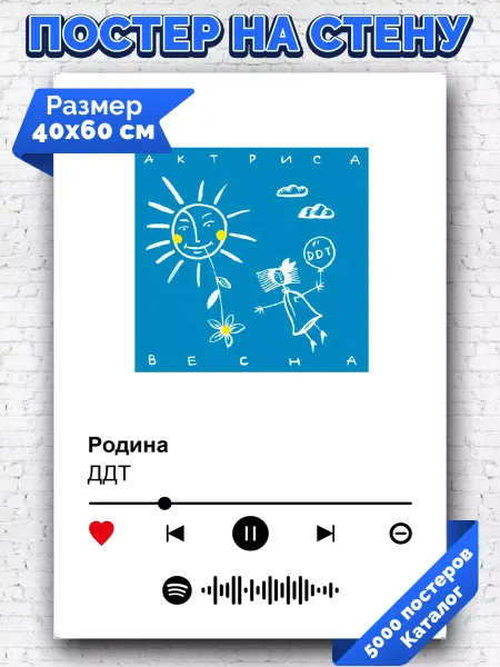 Arthata-spotify постер Спотифай постер Спотифай постер ДДТ - Родина 40х60