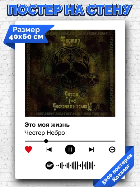Arthata-spotify постер Спотифай постер Спотифай плакат Честер Небро - Это моя жизнь 40х60