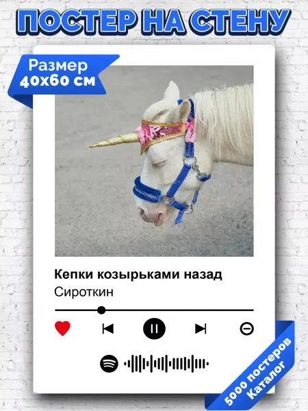 Arthata-spotify постер Спотифай постер Плакат на стену Сироткин - Кепки козырьками назад 40х60