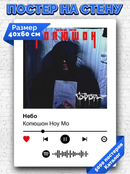 Arthata-spotify постер Спотифай постер Плакат на стену Копюшон Ноу Мо - Небо 40х60