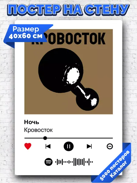 Arthata-spotify постер Спотифай постер Спотифай постер Кровосток - Ночь 40х60