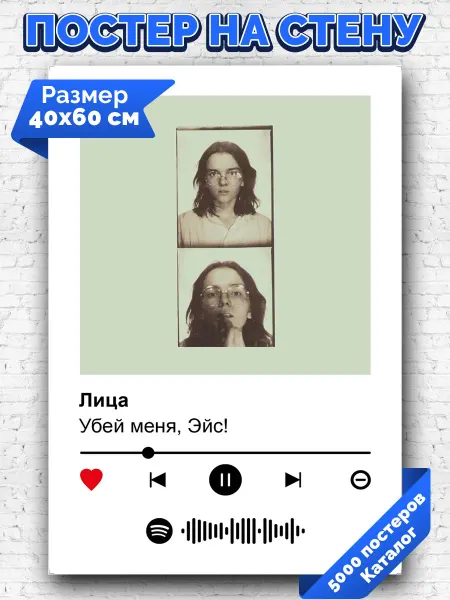 Arthata-spotify постер Спотифай постер Плакат на стену Убей меня, Эйс! - Лица 40х60