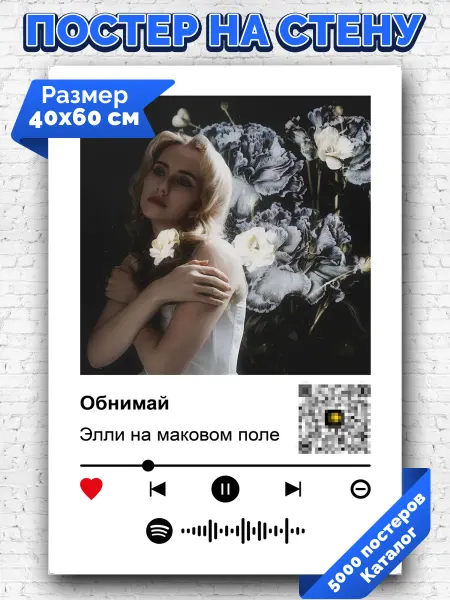 Arthata-spotify постер Спотифай постер Спотифай плакат Элли на маковом поле - Обнимай 40х60