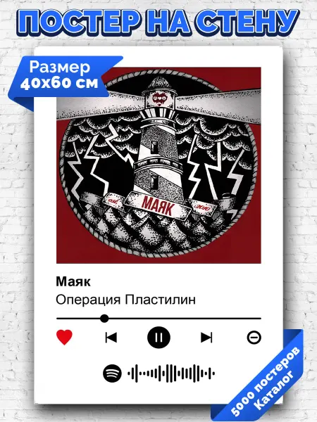 Arthata-spotify постер Спотифай постер Спотифай плакат Операция Пластилин - Маяк 40х60