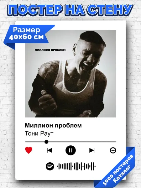 Arthata-spotify постер Спотифай постер Спотифай плакат Тони Раут - Миллион проблем 40х60