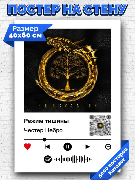 Arthata-spotify постер Спотифай постер Плакат на стену Честер Небро - Режим тишины 40х60
